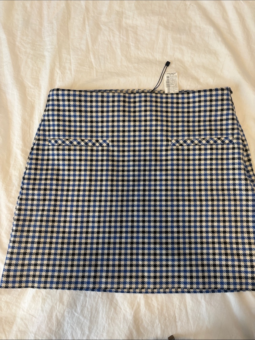 Zara Blue and White Mini Check Skirt